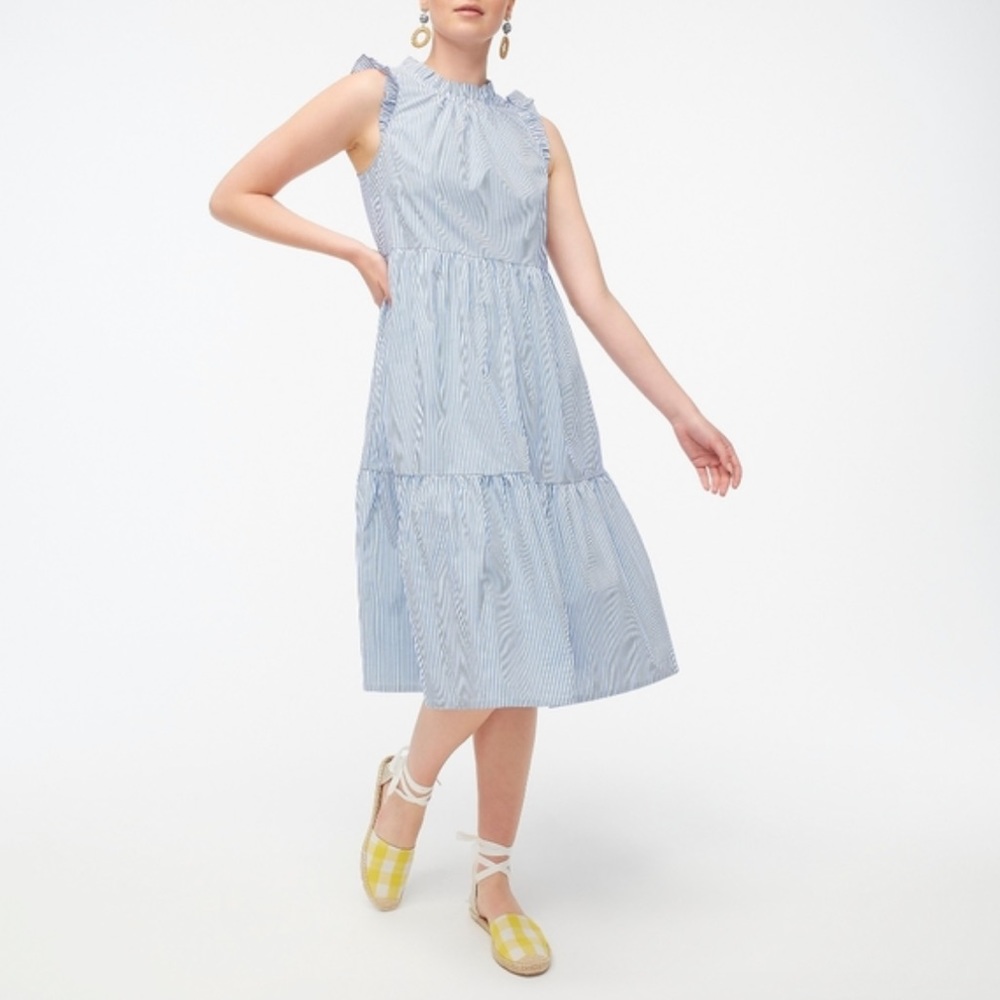 J. Crew Light Blue Ruffle Midi Dress